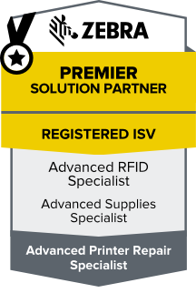 Zebra Premier Solution Partner, REGISTERED ISV, Advanced RFID Specialist, Advanced Supplies Specialist, Advanced Printer Repair Specialist
